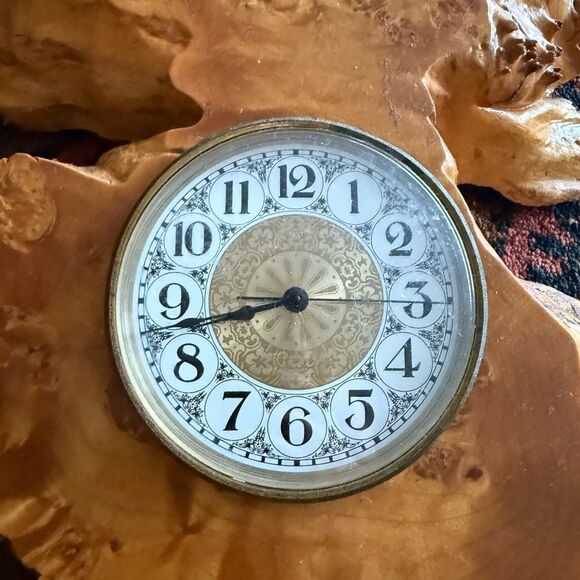 MCM Vintage Burl Wood Wall Clock made in Germany - Picture 4 of 7